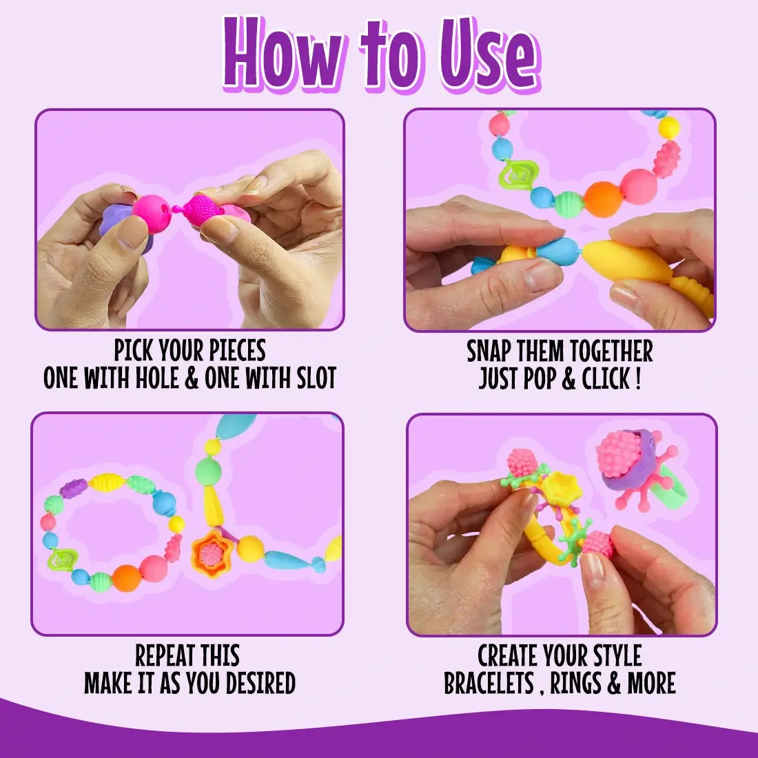 Pop Arty – 96 pcs Snap Beads Jewelry Kit