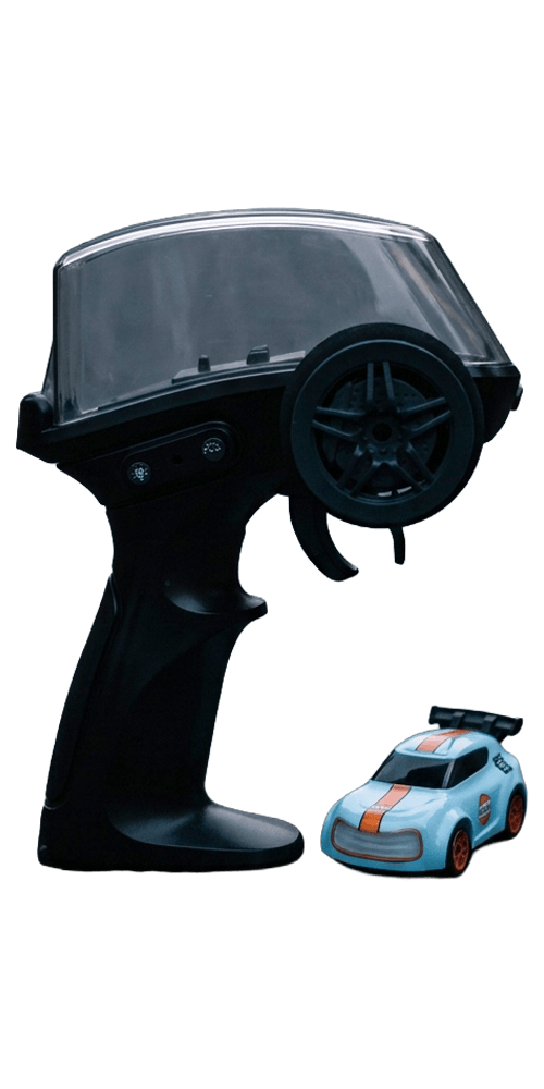 Remote with a Toujoo T1 drift car Closeup shot