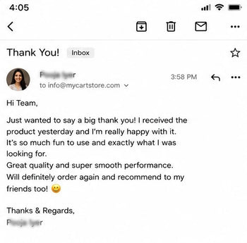 Chat interface with customer response on Toujoo T1 RC Drift car review 5