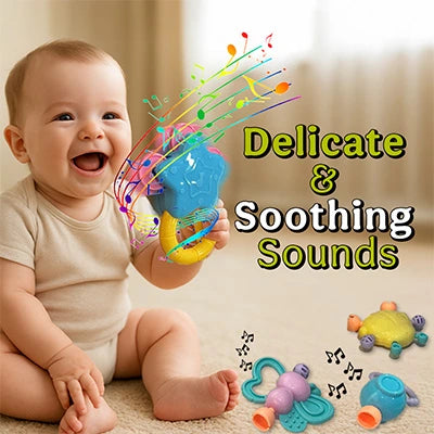 Finger Rattle Infants Interactive Baby Rattle Toy – Soft Sound Rattle for Infants & Babies ...